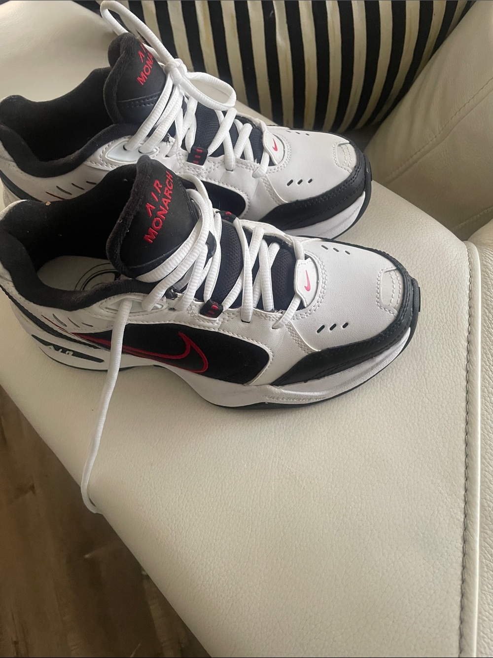 Nike White Black Sneakers with Pink Swoosh